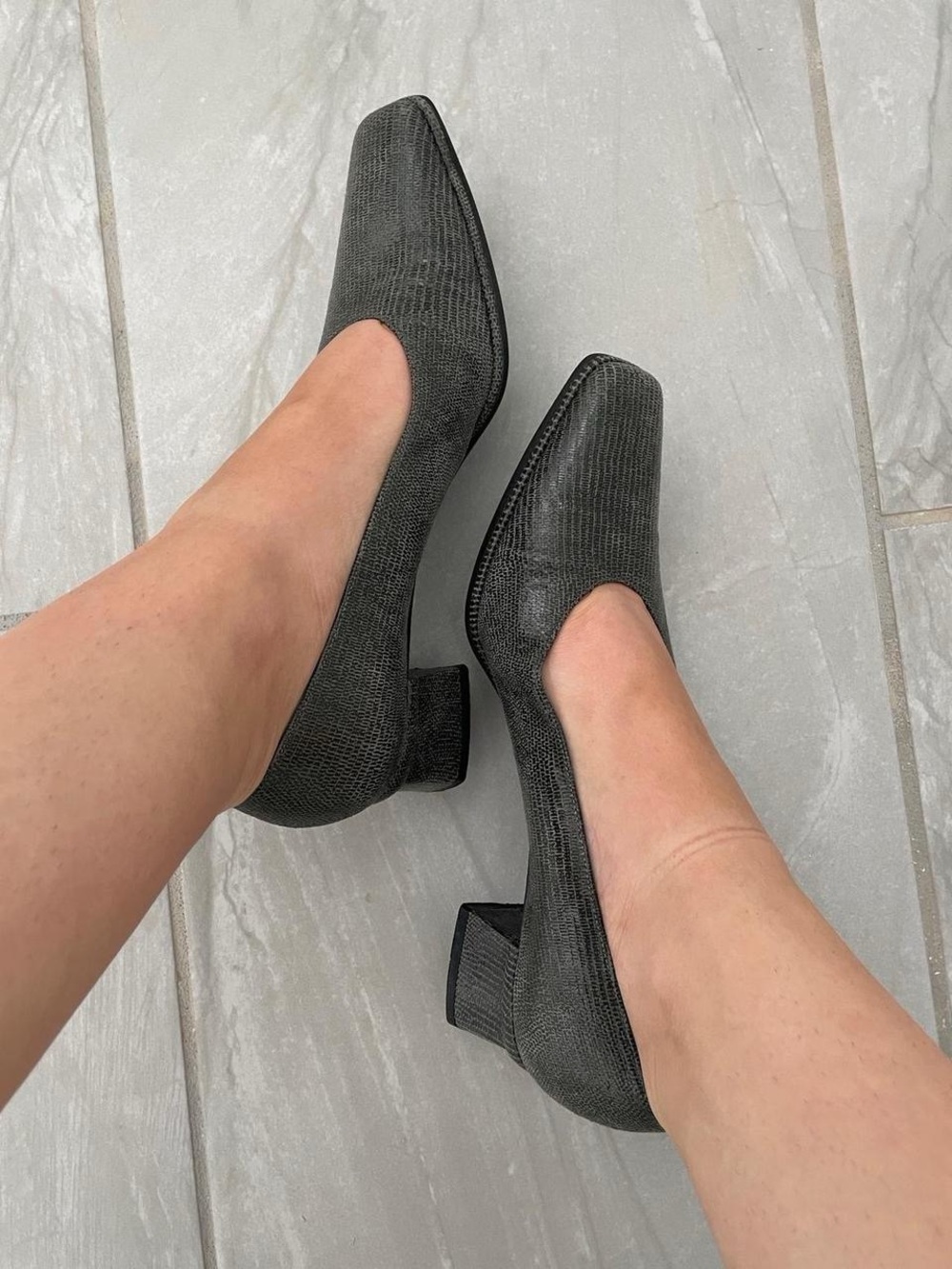 Stuart Weitzman Textured Square-Toe Low Block Heel Pumps - Black